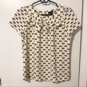 JCrew silk bow print blouse
